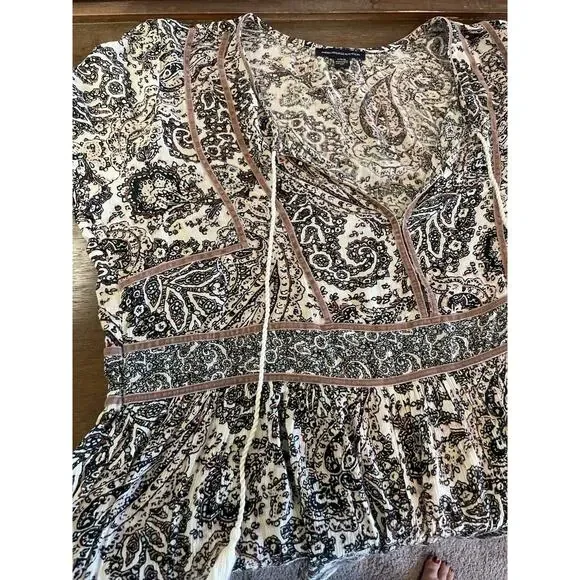 American Eagle Women's Top Lg Flowy Beachy Romantic Boho Festival Peasant Hippie - Picture 10 of 14